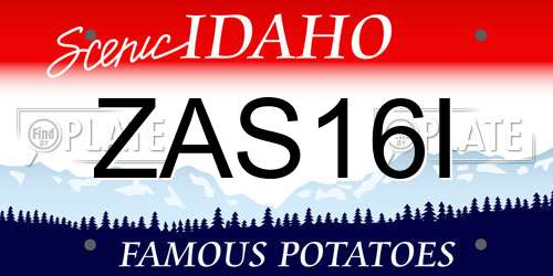 ZAS16I Idaho License Plate