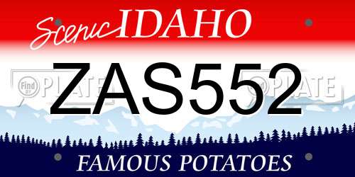 ZAS552 Idaho License Plate