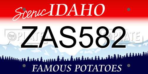 ZAS582 Idaho License Plate