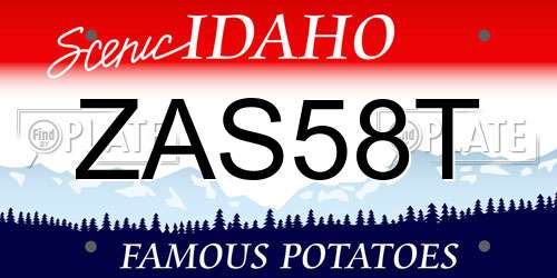 ZAS58T Idaho License Plate