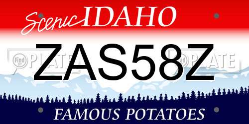 ZAS58Z Idaho License Plate