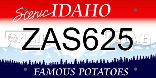 ZAS625 Idaho License Plate