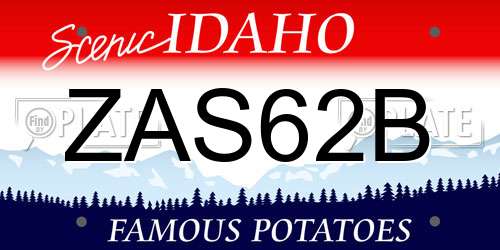 ZAS62B Idaho License Plate