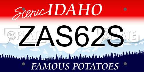 ZAS62S Idaho License Plate