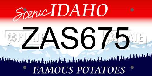 ZAS675 Idaho License Plate
