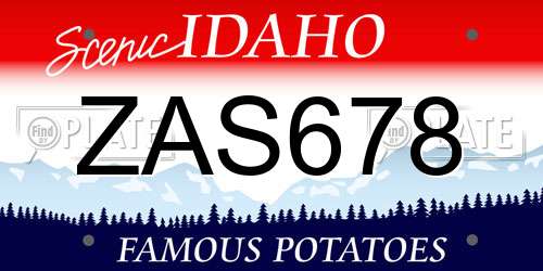 ZAS678 Idaho License Plate