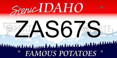 ZAS67S Idaho License Plate