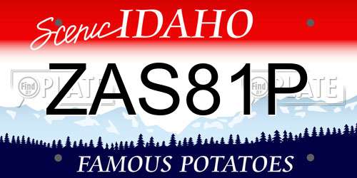ZAS81P Idaho License Plate