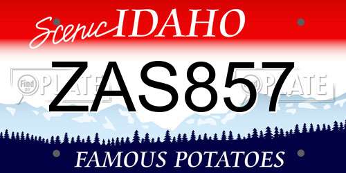 ZAS857 Idaho License Plate