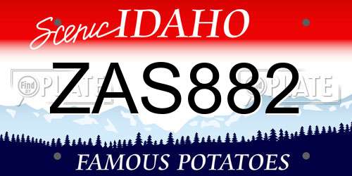 ZAS882 Idaho License Plate
