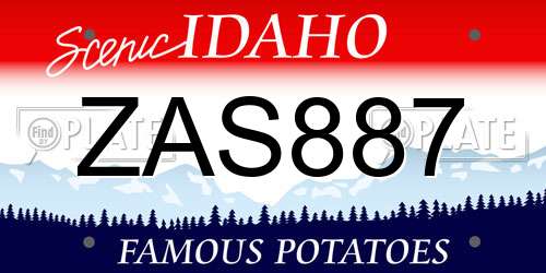 ZAS887 Idaho License Plate