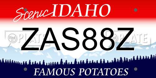 ZAS88Z Idaho License Plate