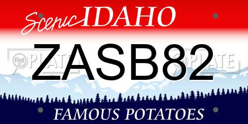 ZASB82 Idaho License Plate