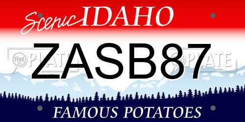 ZASB87 Idaho License Plate