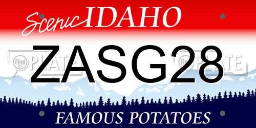 ZASG28 Idaho License Plate
