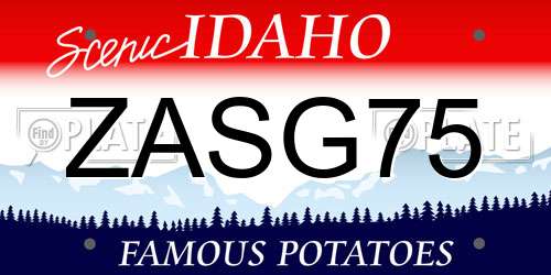 ZASG75 Idaho License Plate