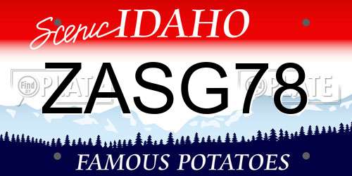 ZASG78 Idaho License Plate