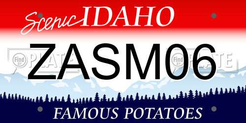 ZASM06 Idaho License Plate