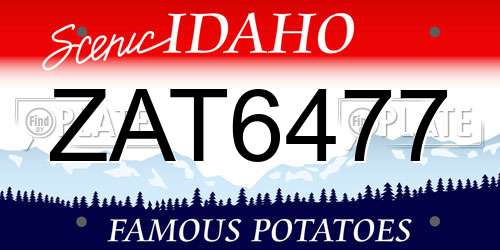 ZAT6477 Idaho License Plate