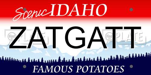 ZATGATT Idaho License Plate