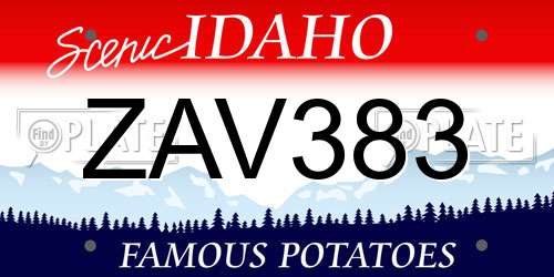 ZAV383 Idaho License Plate