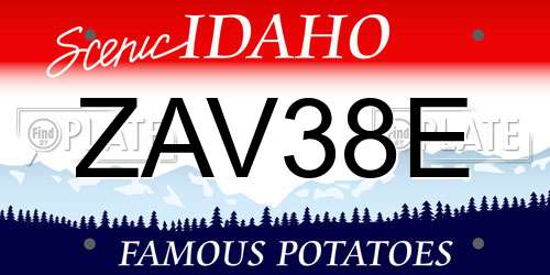 ZAV38E Idaho License Plate