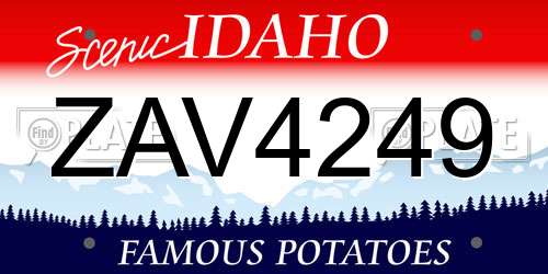 ZAV4249 Idaho License Plate