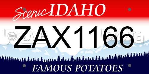 ZAX1166 Idaho License Plate