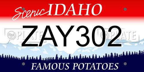 ZAY302 Idaho License Plate