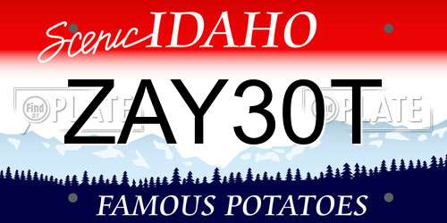 ZAY30T Idaho License Plate