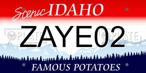 ZAYE02 Idaho License Plate