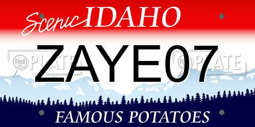 ZAYE07 Idaho License Plate