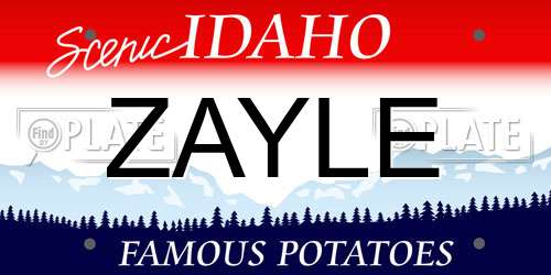 ZAYLE Idaho License Plate