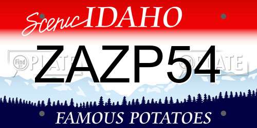 ZAZP54 Idaho License Plate