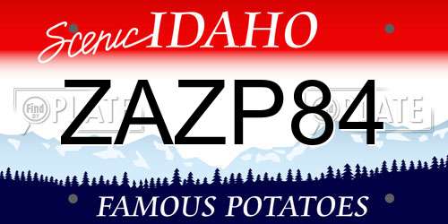 ZAZP84 Idaho License Plate