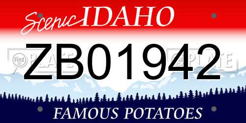 ZB01942 Idaho License Plate