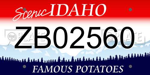 ZB02560 Idaho License Plate