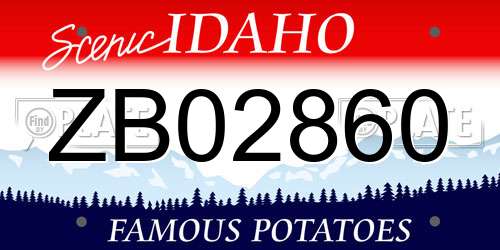 ZB02860 Idaho License Plate