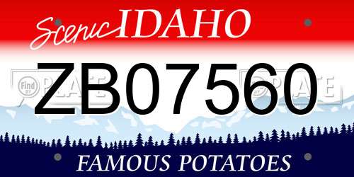 ZB07560 Idaho License Plate
