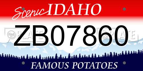 ZB07860 Idaho License Plate