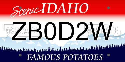ZB0D2W Idaho License Plate