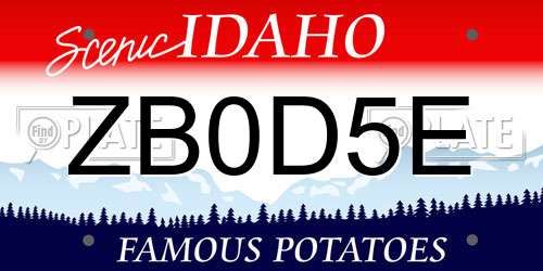 ZB0D5E Idaho License Plate