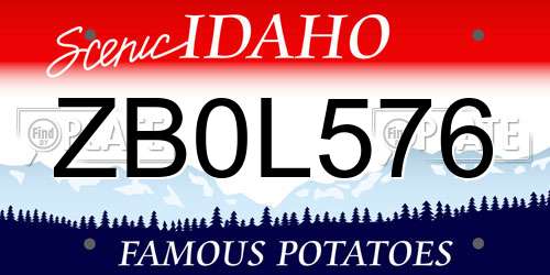 ZB0L576 Idaho License Plate