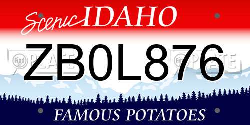 ZB0L876 Idaho License Plate