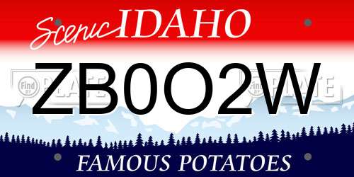 ZB0O2W Idaho License Plate