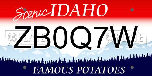 ZB0Q7W Idaho License Plate