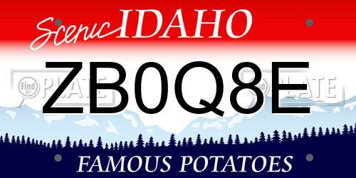 ZB0Q8E Idaho License Plate