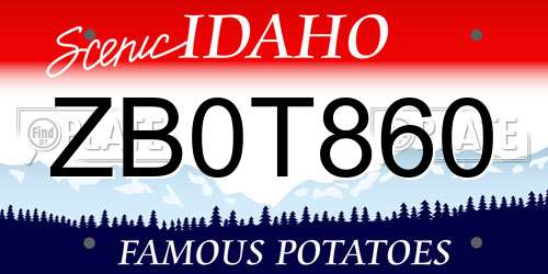 ZB0T860 Idaho License Plate