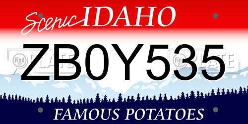 ZB0Y535 Idaho License Plate