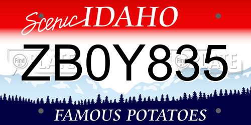 ZB0Y835 Idaho License Plate